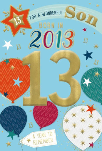 Picture of BORN IN 2013 SON 13TH BIRTHDAY CARD